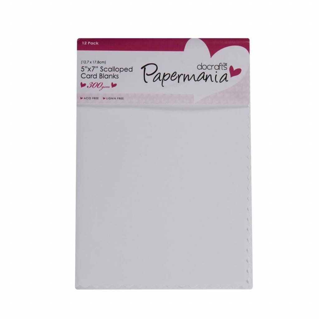 Papermania Cards & Envelopes Scalloped 5x7 Inch White (12pk) (PMA 150411)